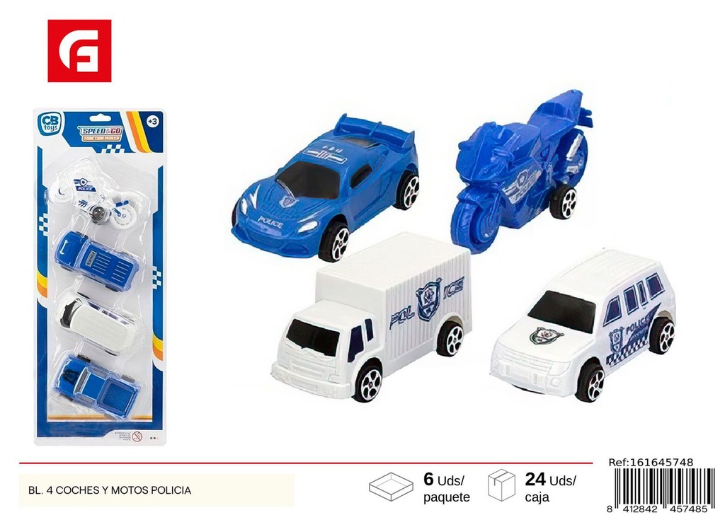Juguete coche Speed & Go - Paquete de 4 coches y motos