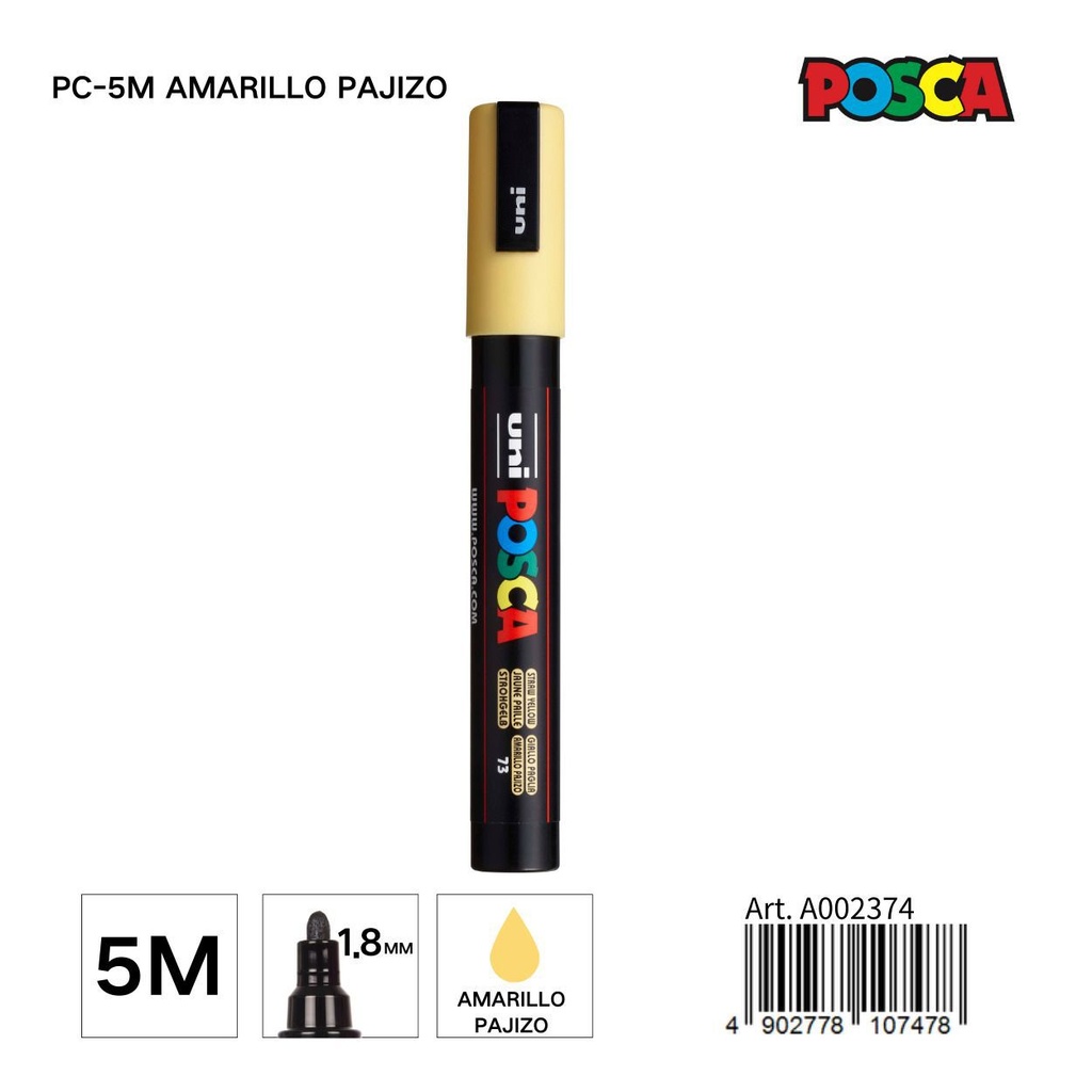 Marcador POSCA 1.8mm PC-5M amarillo pajizo - Material de marca
