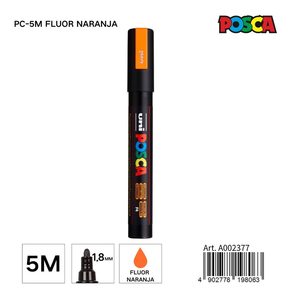 Marcador POSCA 1.8mm PC-5M fluor naranja - Material de marca