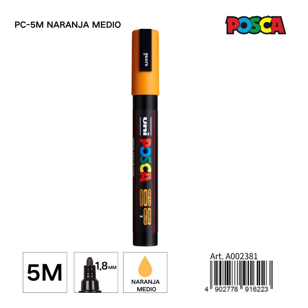 Marcador POSCA 1.8mm PC-5M naranja medio - Material de marca
