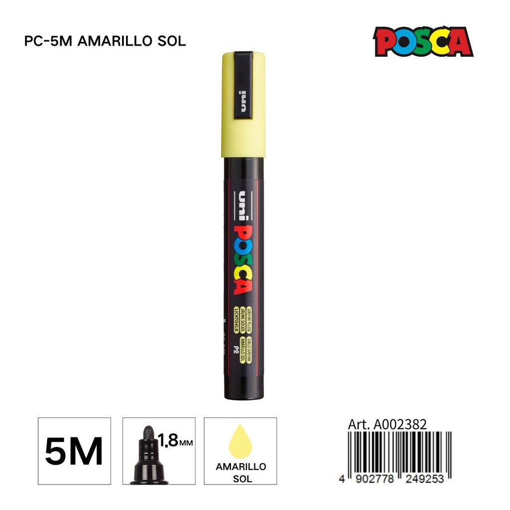 Marcador POSCA 1.8mm PC-5M amarillo sol - Material de marca