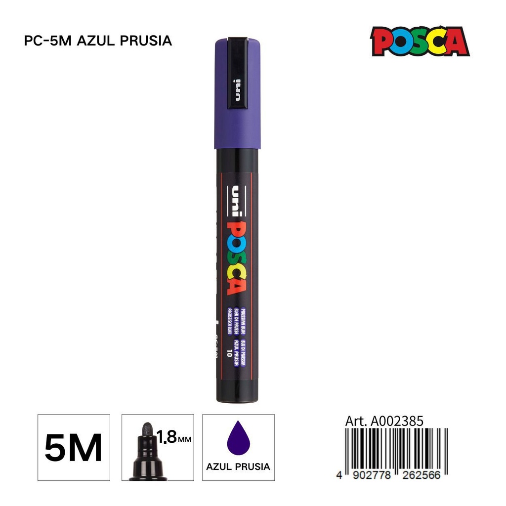 Marcador POSCA 1.8mm PC-5M azul Prusia - Material de marca
