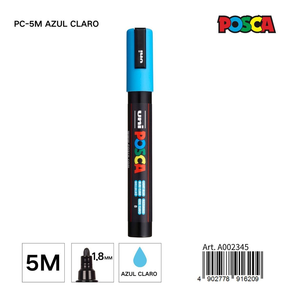 Marcador POSCA 1.8mm azul claro - Papelería y artículos de escritura