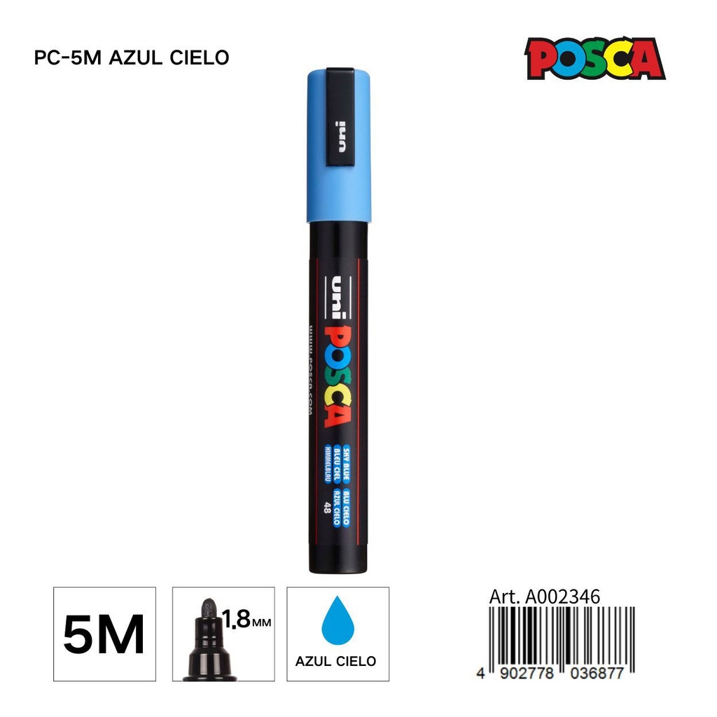 Marcador POSCA 1.8MM PC-5M Azul Cielo - Material de papelería y marcadores