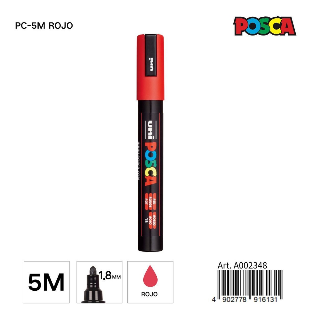 Marcador POSCA rojo 1.8MM - Artículos de papelería y manualidades