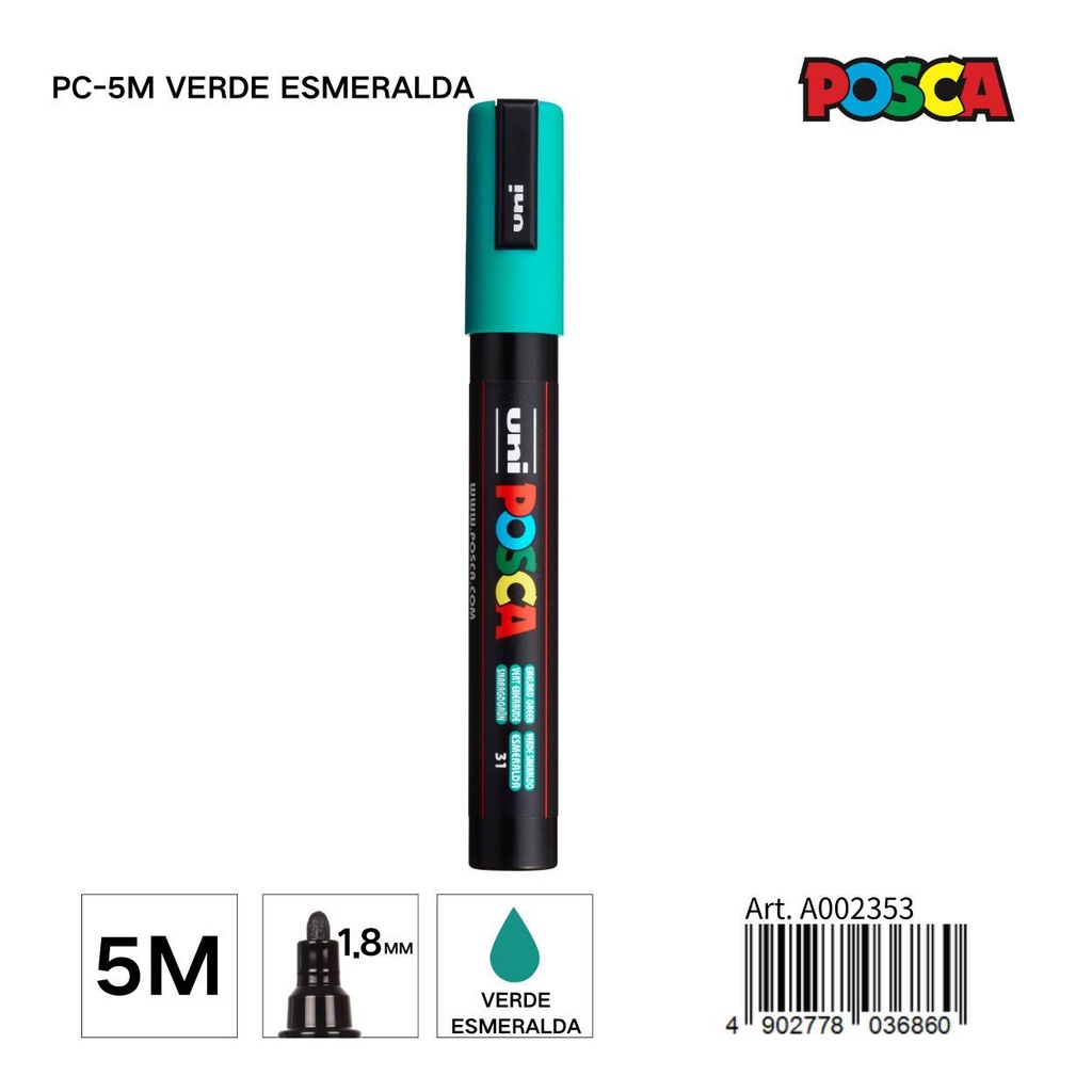 Marcador POSCA 1.8MM PC-5M Verde Esmeralda - Material de papelería y marcadores