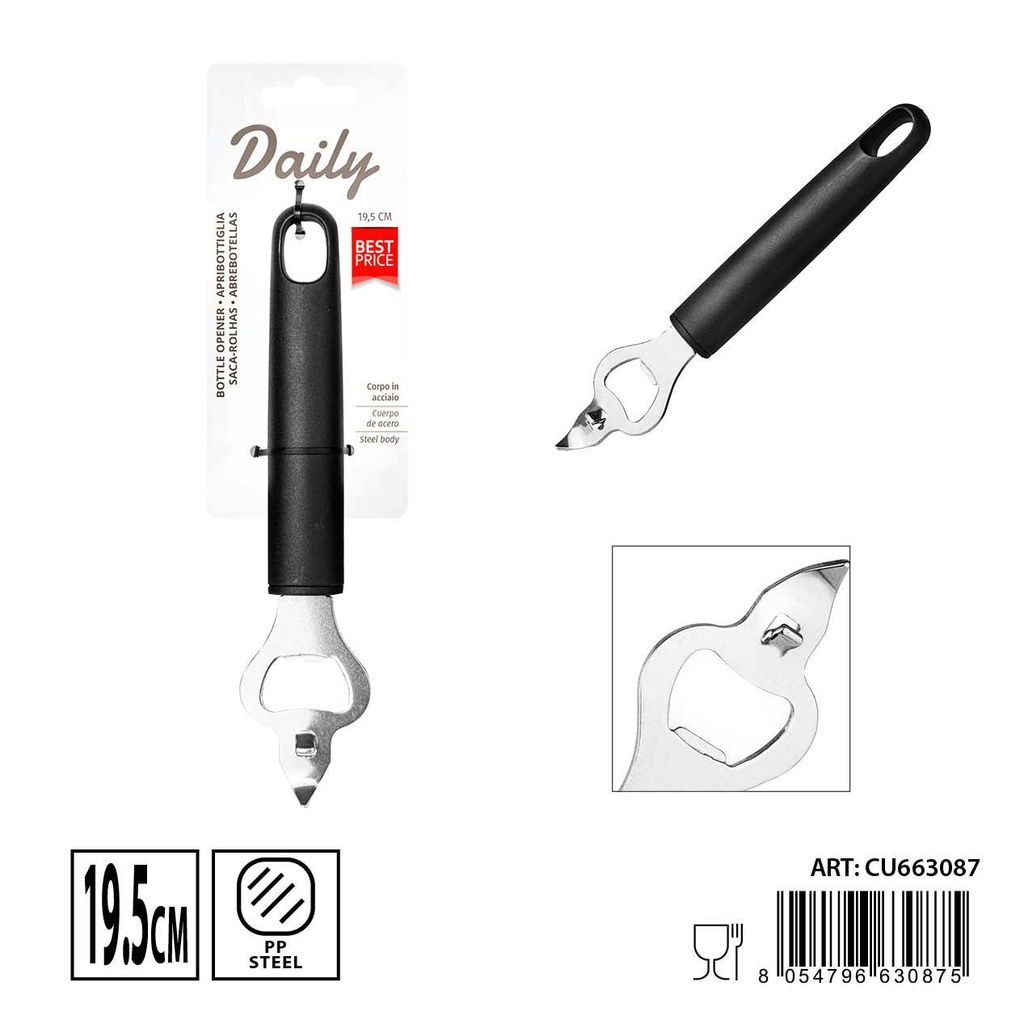 Abrebotellas de acero inoxidable 19.5x4.3cm - Utensilios de cocina