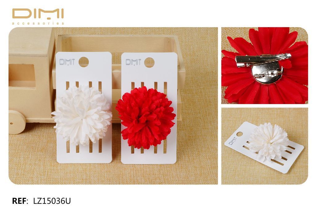 Pinza/broche con flor 12 unidades LZ15036U - Accesorios de peinado decorativos