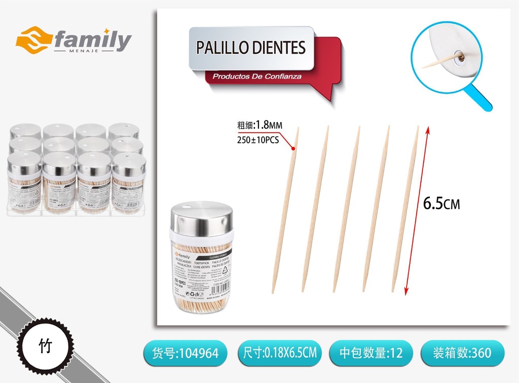 Palillos de dientes de acero 250 piezas - Utensilios de cocina