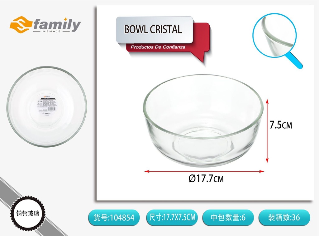 Bowl de cristal SJ7 7 pulgadas - Utensilios de mesa