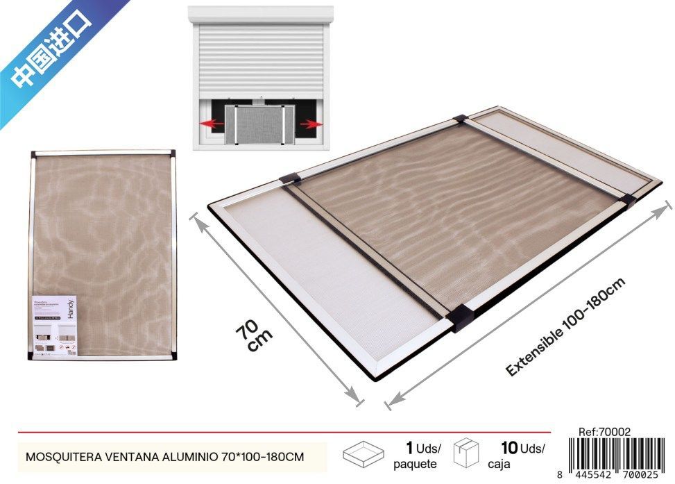 Mosquitera de ventana de aluminio plata 70 x 100-180 cm - Productos de verano y mosquiteros