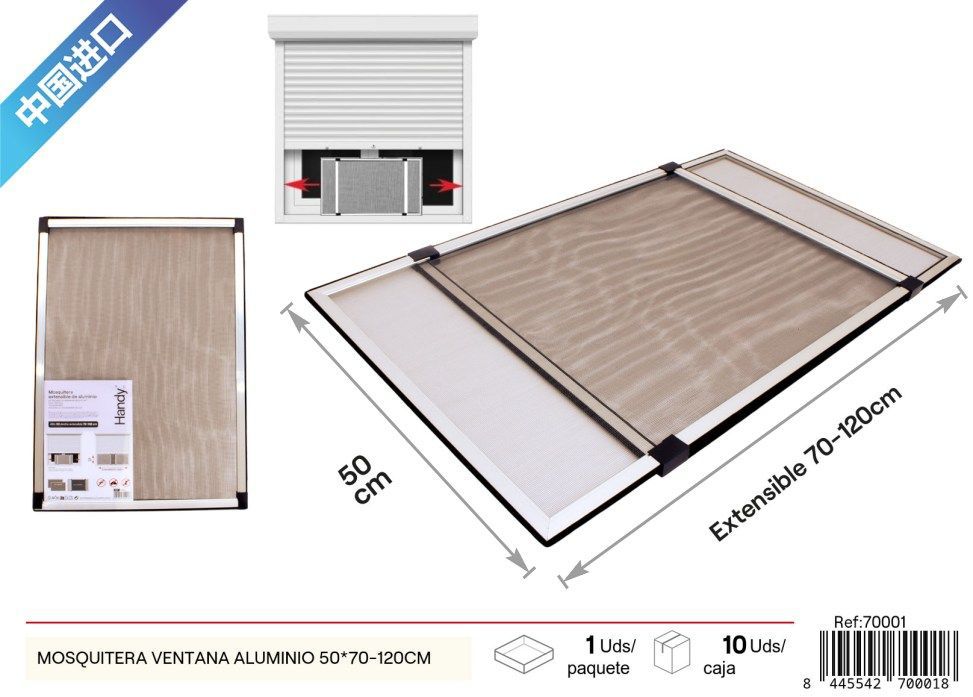 Rejilla mosquitera de aluminio para ventana 50x70-120cm - Productos de verano