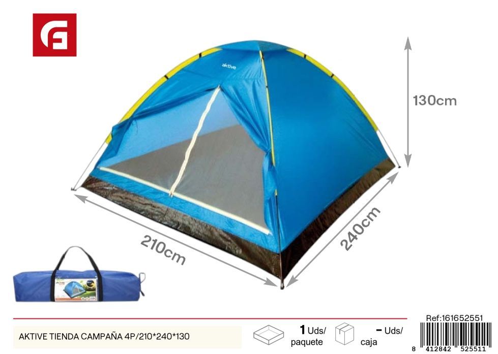 Tienda de campaña para 4 personas 210x240x130 cm - Camping y accesorios de verano