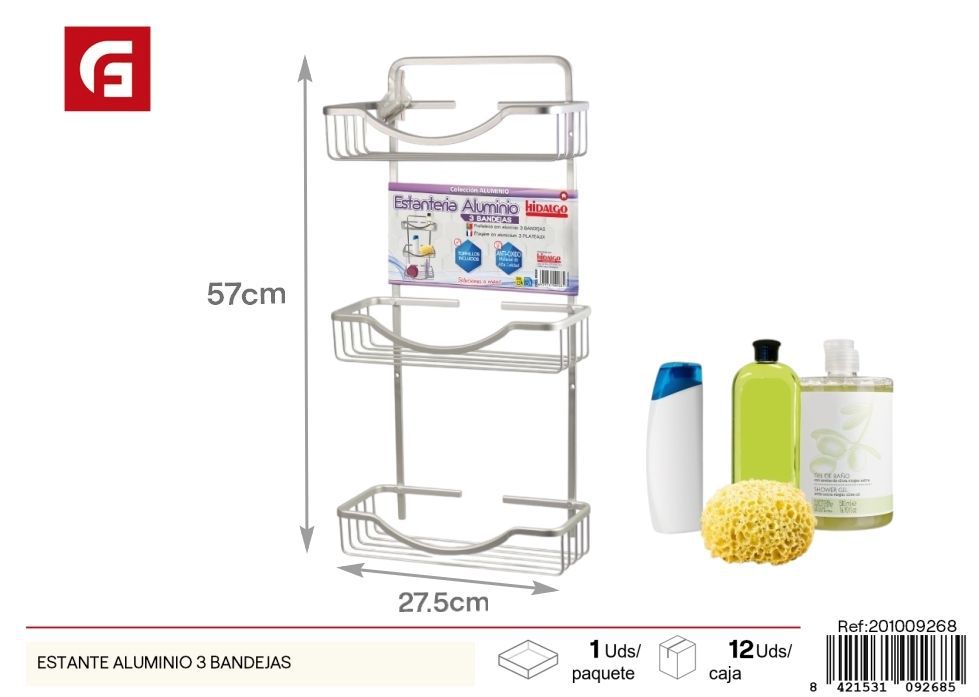 Estante de aluminio 3 bandejas - Accesorios de baño y estanterías