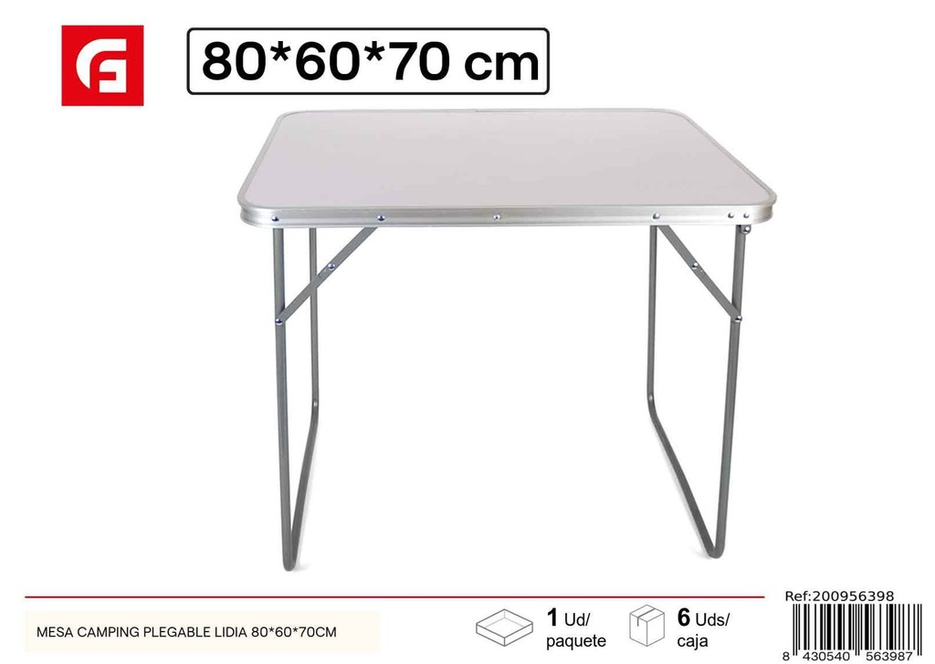 Mesa de camping plegable Lidia 80x60x70 cm - Muebles y camping