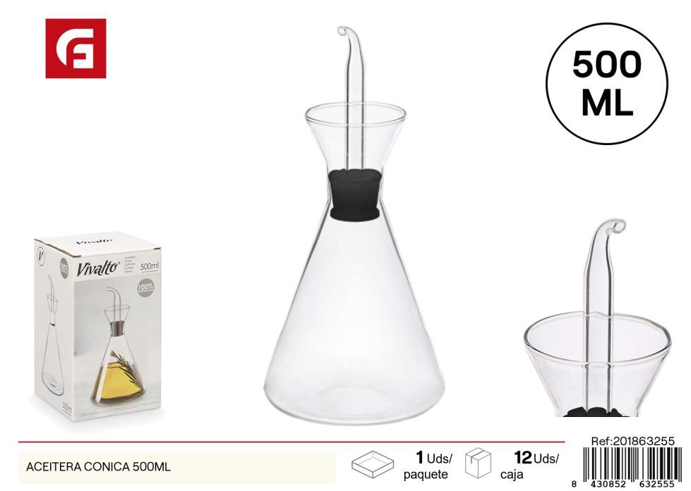 Aceitera cónica 500ml - Envases de vidrio para aceites