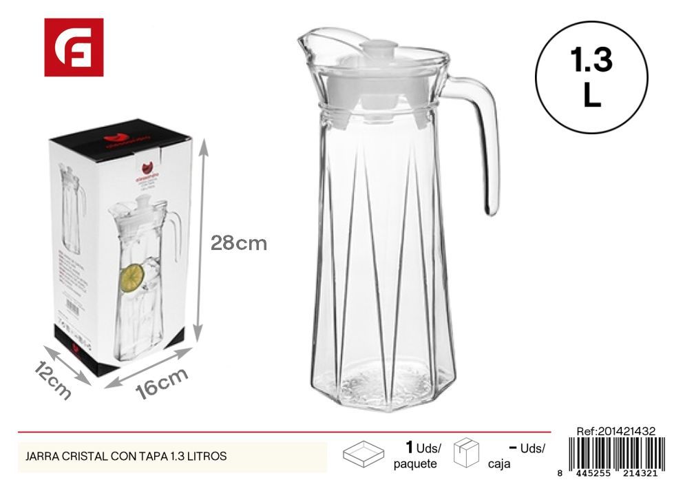 Jarra de cristal con tapa 1.3 litros - Accesorios de cocina