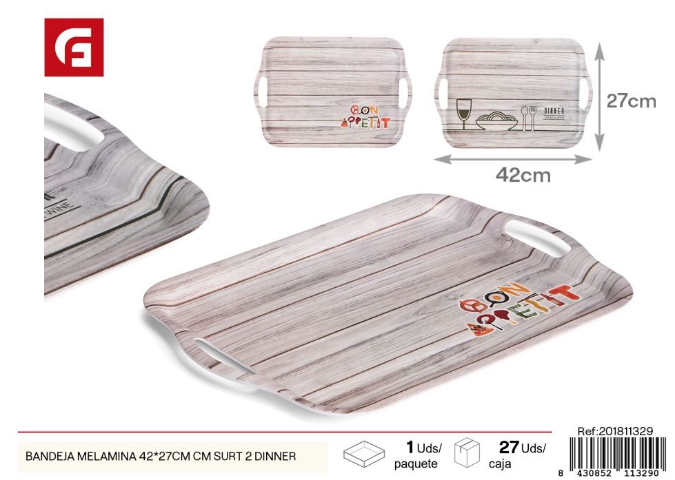 Bandeja de melamina 42x27 cm surtida 2 Dinner - Accesorios para mesa y cocina