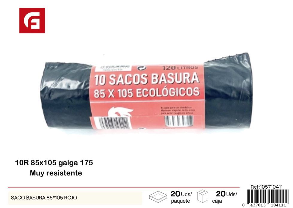 Saco de basura rojo 85x105 cm - Accesorios de limpieza y desechables