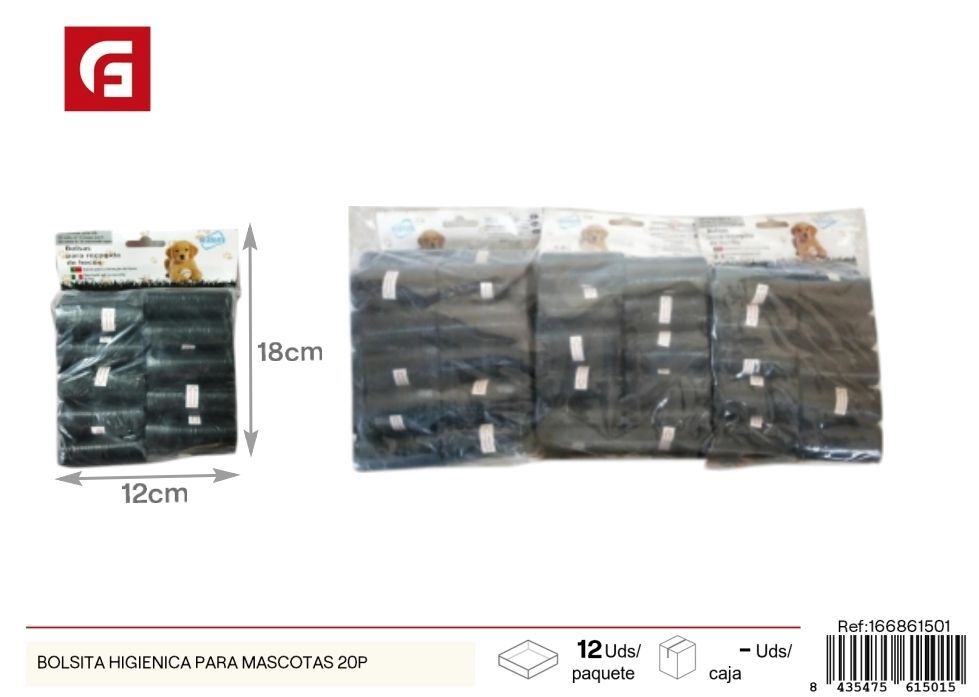 Bolsitas higiénicas para mascotas 20 unidades negras - Accesorios para mascotas