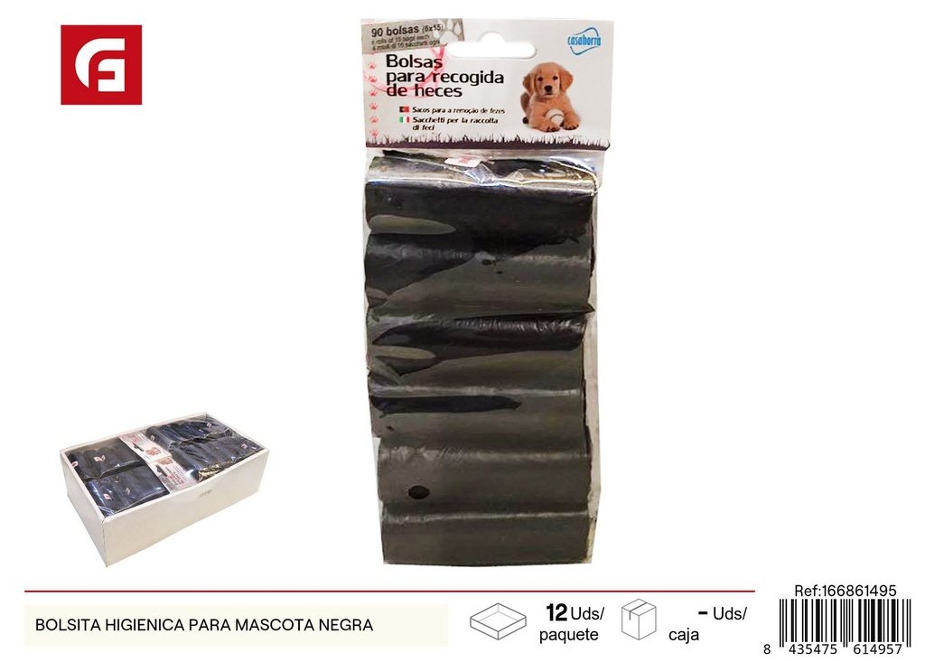 Bolsa higiénica negra para mascotas - Productos de limpieza y cuidado
