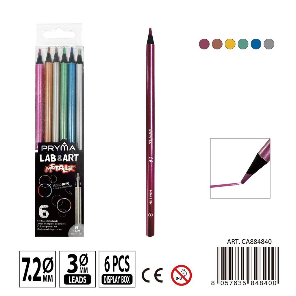 Lápices de colores metálicos 6 PZ - Variados para manualidades