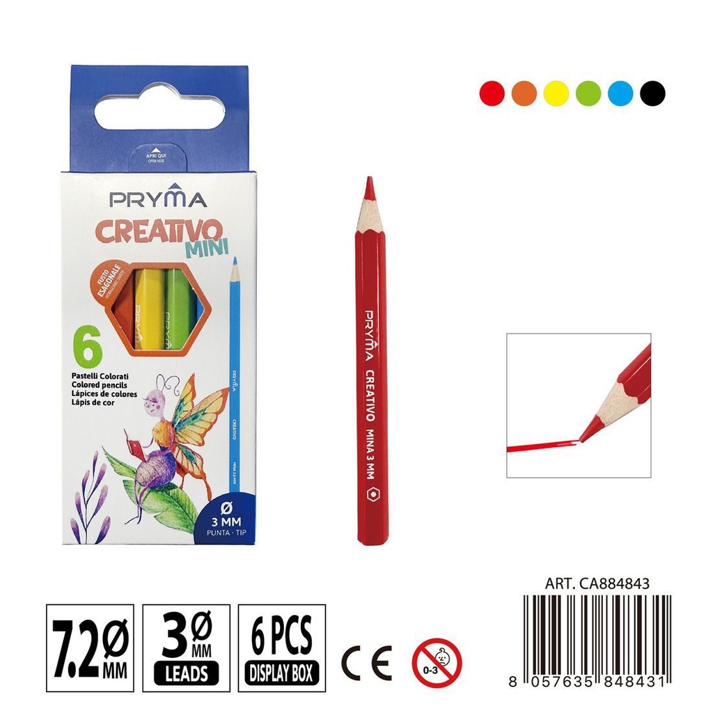 Mini lápices de colores creativos 6 PZ - Compactos y coloridos