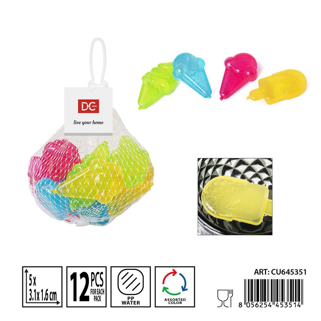 Cubitos de hielo reutilizables de helado 12 PZ 5x3.1x1.6 cm - Para bebidas heladas