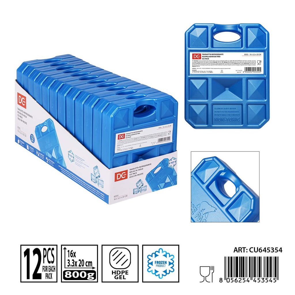 Acumulador de frío 800 g 16x3.3x20 cm - Ideal para enfriar