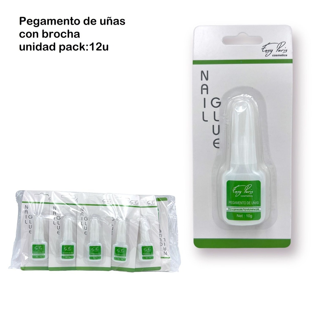 Pegamento para uñas con pincel 10g 12/U - Aplicación fácil
