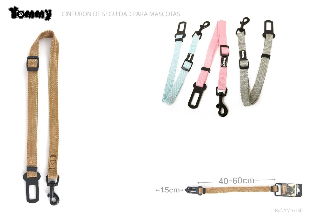 Cinturón de seguridad para perros 1.5 cm*40-60 cm - Accesorios para viajes en automóvil