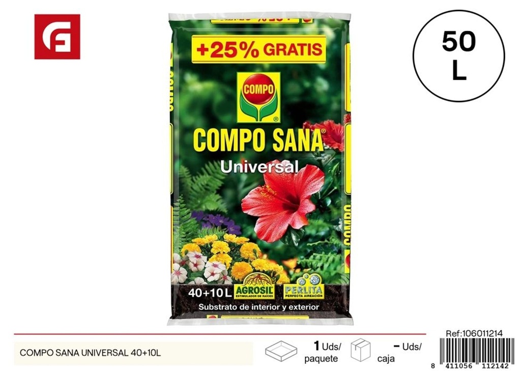 Tierra Compo Sana universal 40+10 litros - Jardinería y cultivo