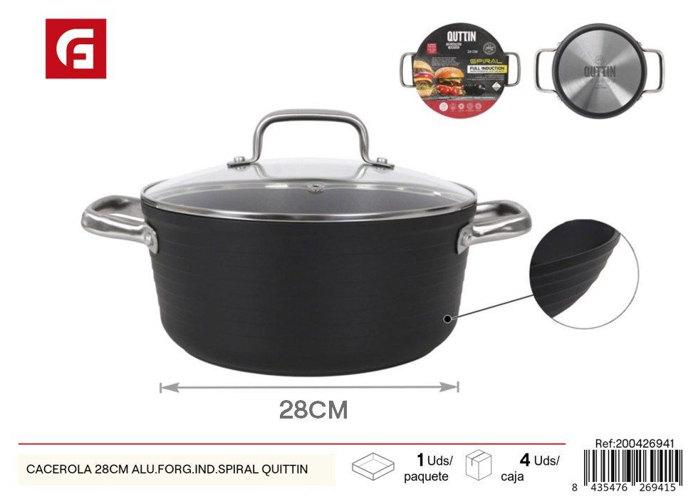 Cacerola de aluminio forjado 28 cm espiral Quttin - Utensilios de cocina
