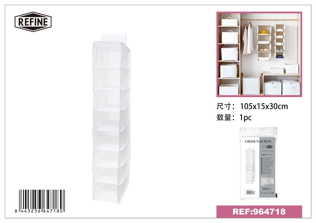 Organizador colgante de tela oxford blanca 105*18*30 cm - Organización de zapatos