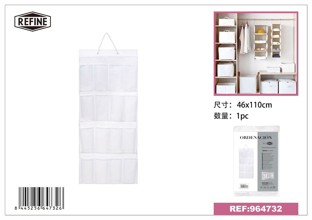 Organizador colgante de tela oxford blanca 46*110 cm - Gestión del espacio