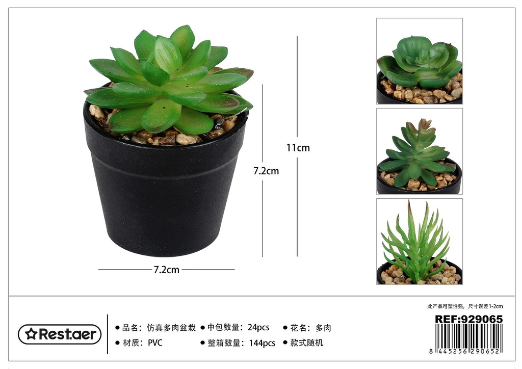 Planta decorativa suculenta en maceta 7.2*7.2*11 cm - Flores artificiales y decoración
