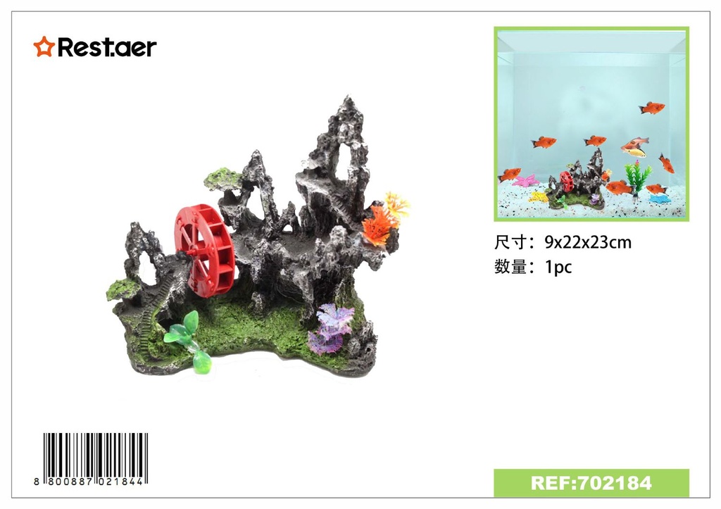 Adorno de acuario en forma de montaña 23x9x22 cm - Decoraciones para acuarios