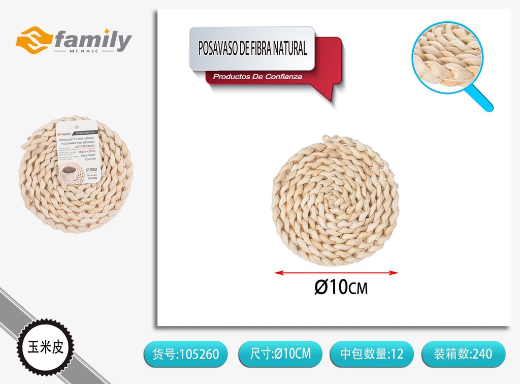 Posavaso de fibra natural de 10 cm – Accesorios para mesa