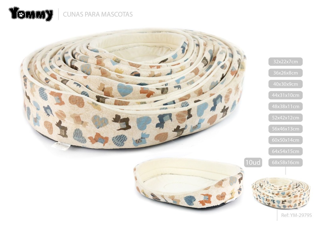 Set de cuna para perro en lona color beige 68x58x16 cm - Accesorios para mascotas