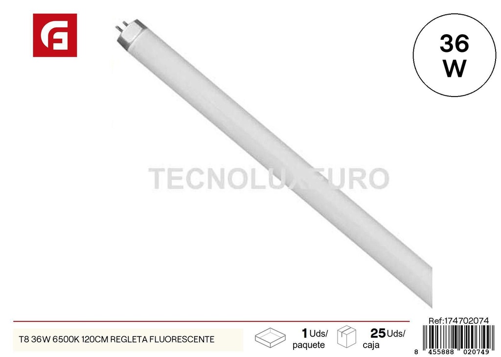 Tubo fluorescente T8 36W 6500K 120cm - Iluminación y productos eléctricos