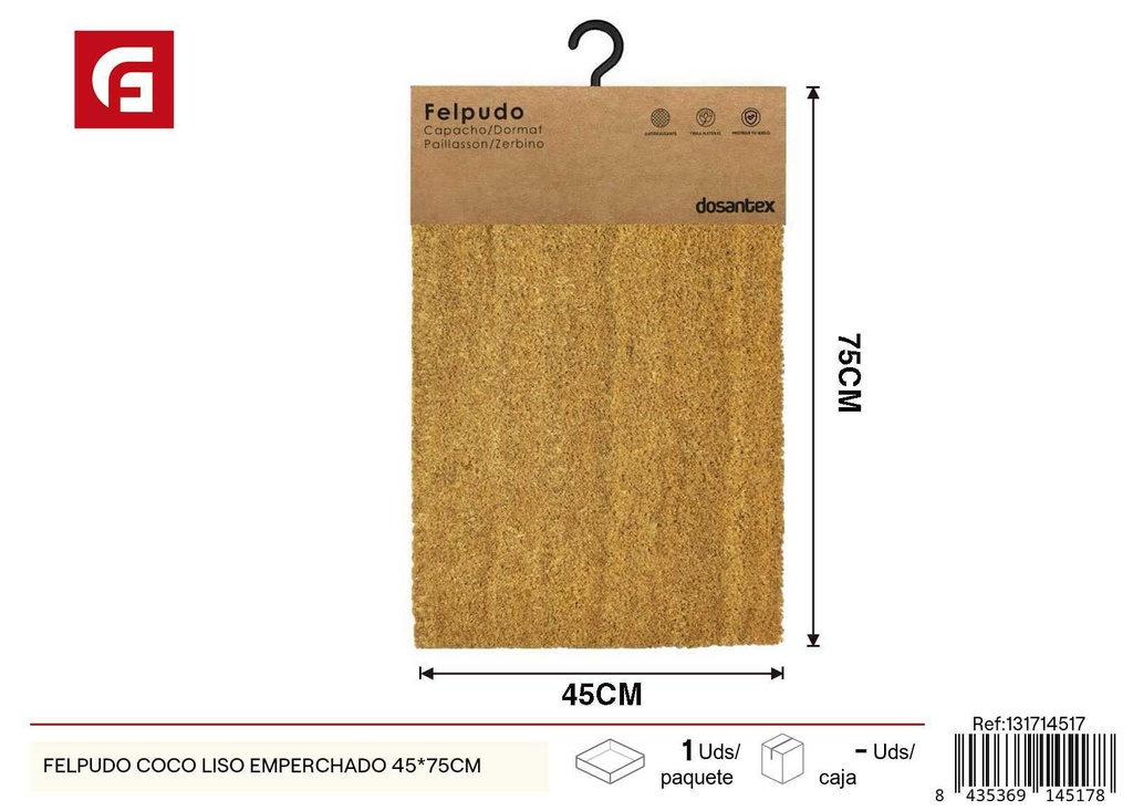 Felpudo de coco liso emperchado 45 x 75 cm - Textiles para el hogar y felpudos