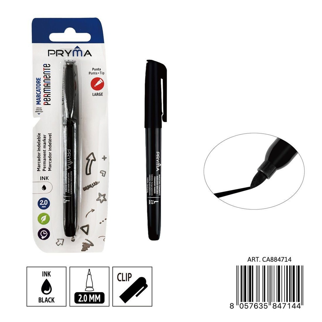 Marcador permanente punta redonda L 2 mm negro - Utensilios de escritura