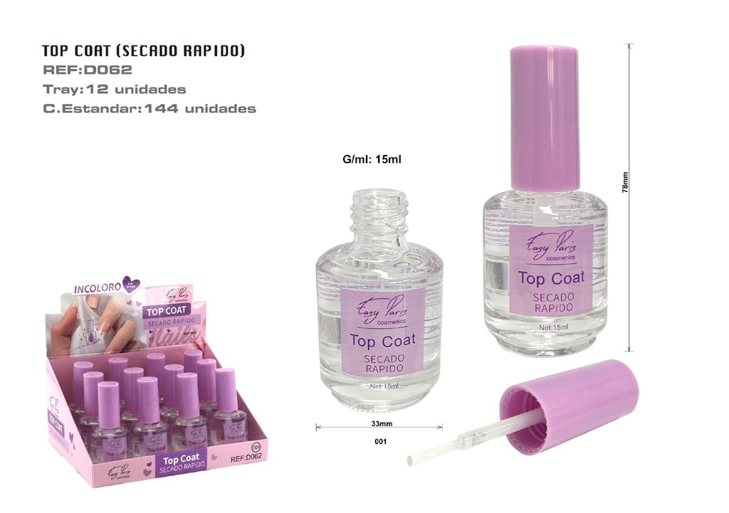 Top coat secado rápido 12U - Esmaltes y acabados de uñas