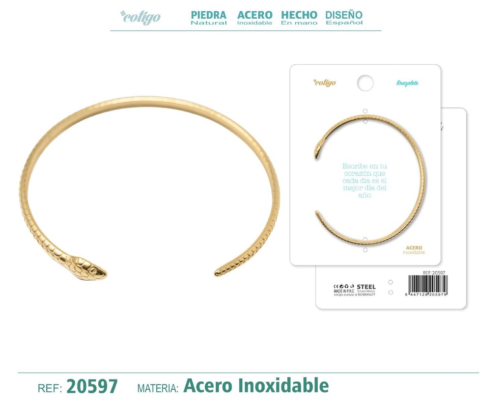 Brazalete de acero color dorado - Joyería