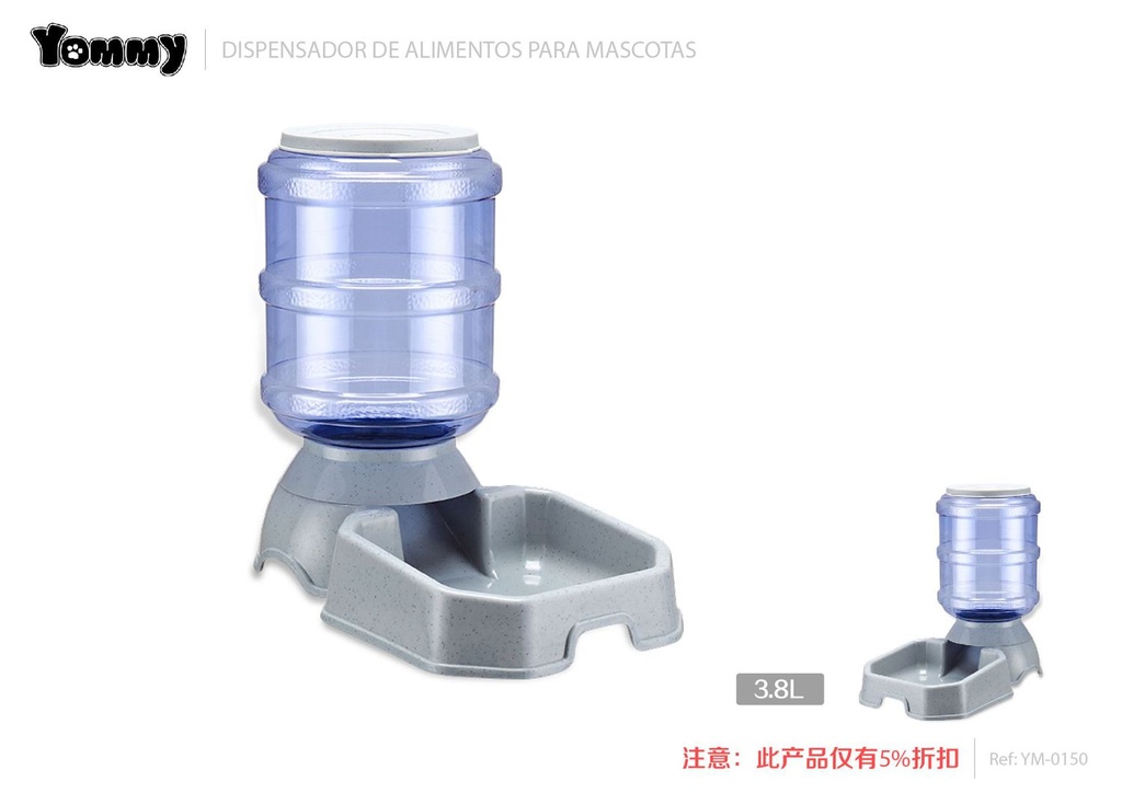 Dispensador de comida cuadrado para mascotas 3.8L gris - Alimentación para mascotas