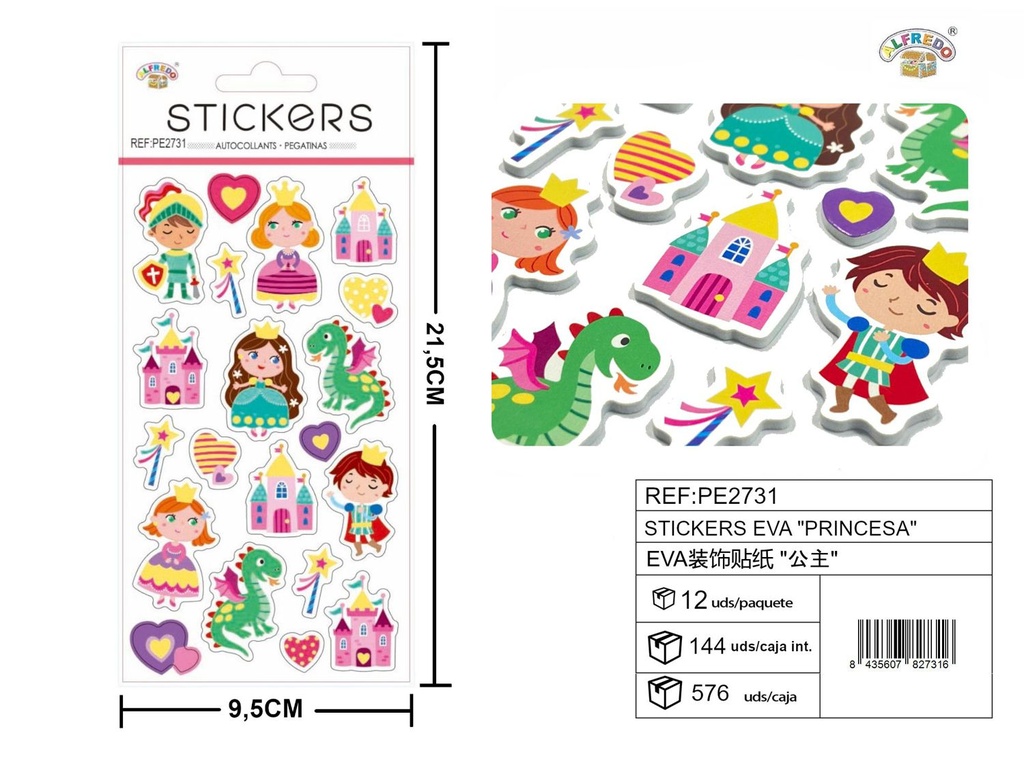 Stickers EVA "Princesa" 9.5X21.5CM - Artículos de papelería