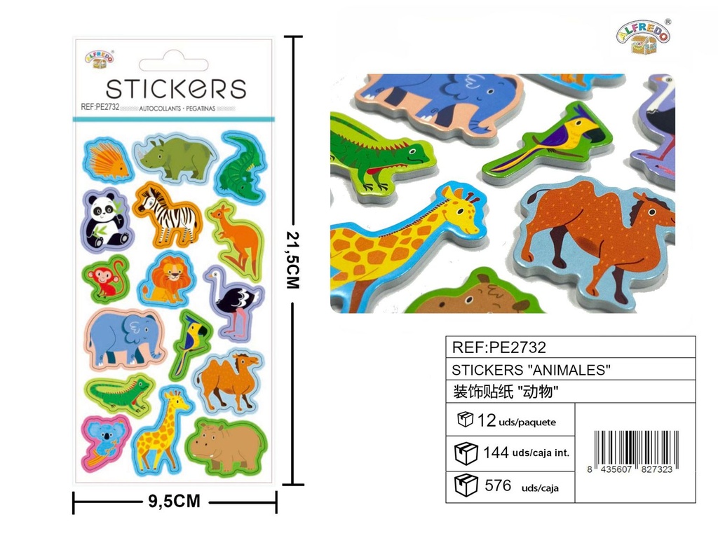 Stickers "Animales" 9.5X21.5CM - Artículos de papelería