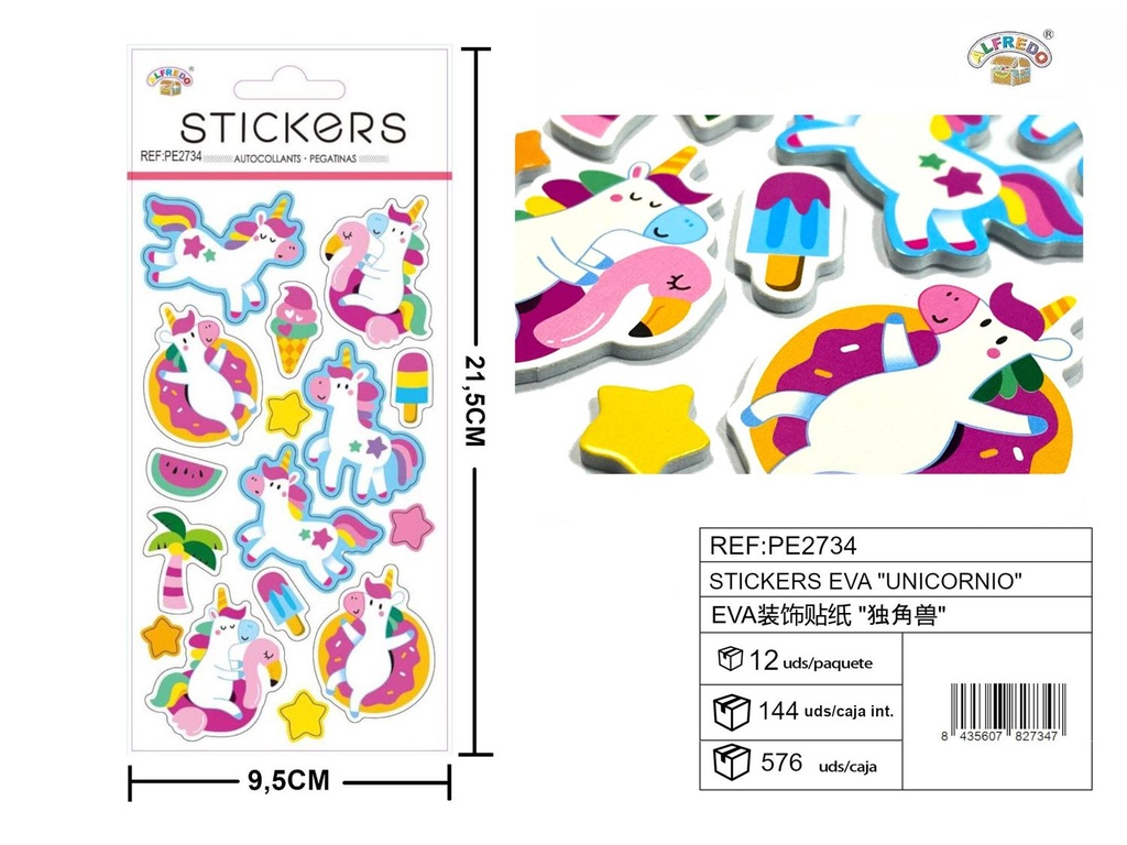 Stickers EVA "Unicornio" 9.5X21.5CM - Artículos de papelería