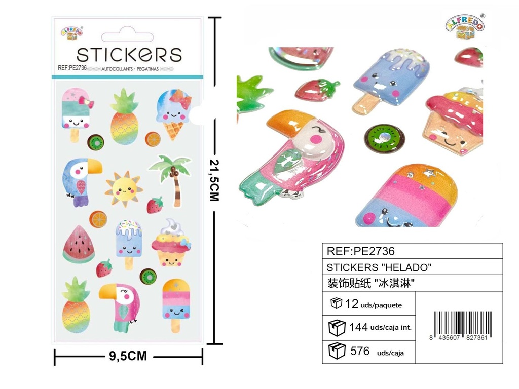 Stickers "Helado" 9.5X21.5CM - Artículos de papelería