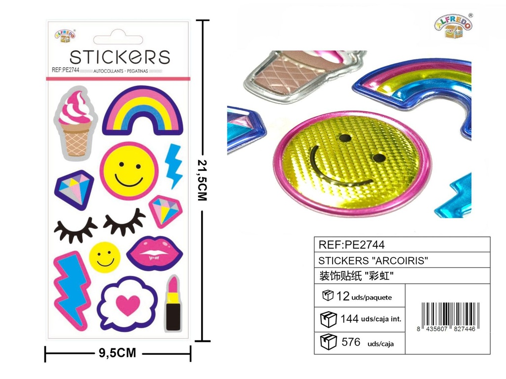 Stickers "Arcoíris" 9.5X21.5CM - Artículos de papelería